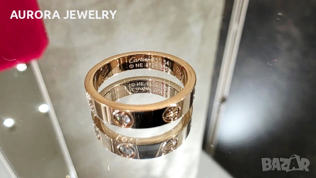 CARTIER Love Rose Gold 1 Diamond Small Model Пръстен, снимка 2 - Пръстени - 53239120