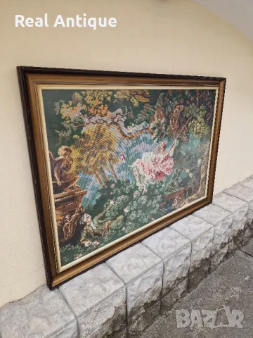Огромен изключително красив антикварен колекционерски холандски гоблен , снимка 7 - Гоблени - 47263073