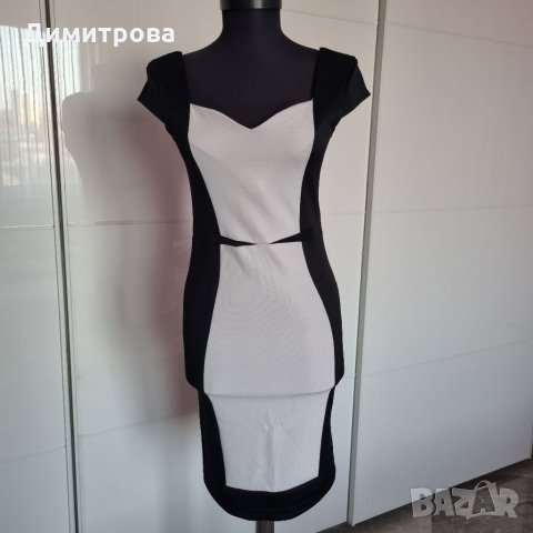 Рокля в черно и бяло по тялото Maiocci, снимка 3 - Рокли - 35185149