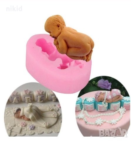 3D спящо бебе  силиконов молд форма за декорация украса фондан торта питка гипс, снимка 7 - Форми - 13689787