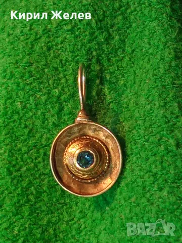 СТАРА СКЪПОЦЕННА СРЕБЪРНА ОБЕЦА СРЕБРО 925 със СИН ЦИРКОН РЪЧНА ИЗРАБОТКА с ЩЕМПЕЛ на МАЙСТОРА 43199, снимка 15 - Антикварни и старинни предмети - 49682608