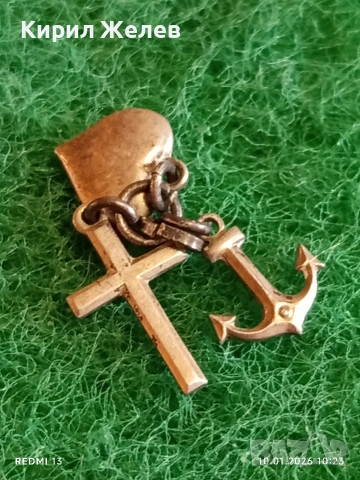 Винтидж сребърна висулка три елемента СЪРЦЕ,КОТВА и КРЪСТ много красив стилен дизайн 52598, снимка 3 - Колиета, медальони, синджири - 53051427