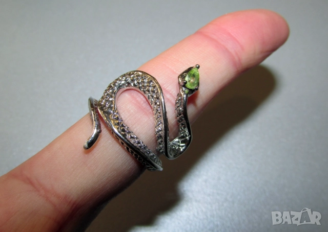Пръстен змия с аметист гранат и перидот подходящи за подарък, снимка 6 - Пръстени - 50235478