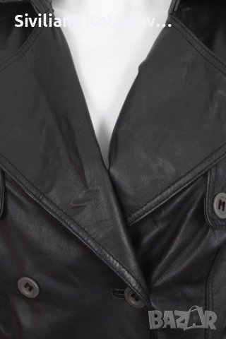 Дамско кожено манто Julia S Roma - черно, естествена кожа, снимка 5 - Палта, манта - 52509102