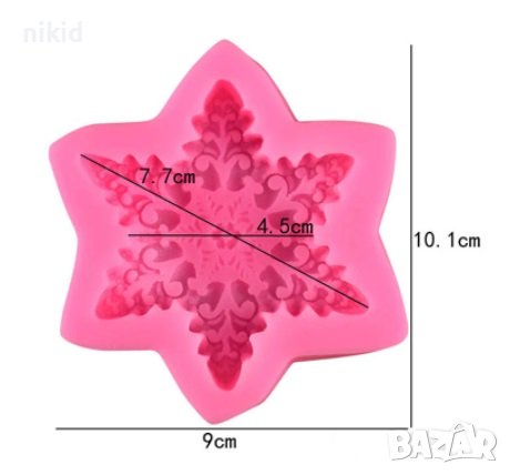 Снежинка Голяма дълбока декорирана силиконов молд калъп форма украса сапун гипс свещ глина шоколад, снимка 3 - Форми - 36697053