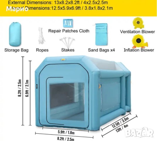 Мобилна надуваема камера за боядисване, снимка 6 - Бояджийски услуги - 43148433
