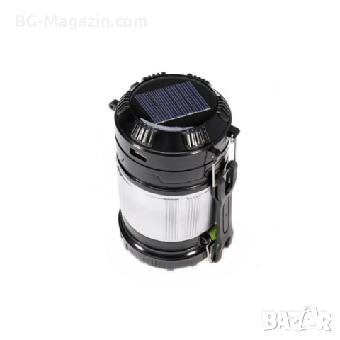 Мощна акумулаторна соларна лампа за къмпинг LED фенер USB соларен панел работна за риболов туризъм, снимка 4 - Къмпинг осветление - 51016945