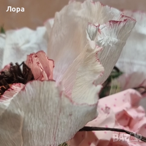 🌷 Ръчно изработена цветна аранжировка в бяло и розово от арт ателие Lollipop, снимка 8 - Декорация за дома - 52321552