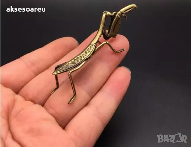 Декоративна антична колекционерска медна статуя на богомолка масивна ръчна изработка антични колекци, снимка 18 - Декорация за дома - 47376158