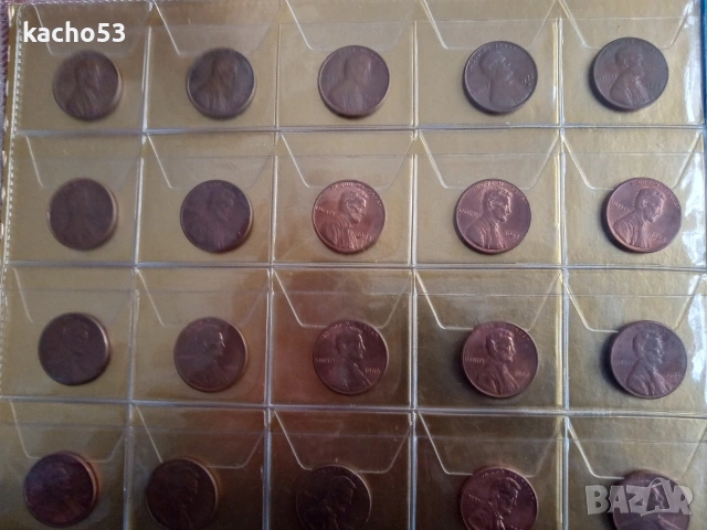 40 броя по 1 цент 1966 - 2016 г. САЩ, снимка 3 - Нумизматика и бонистика - 53152560