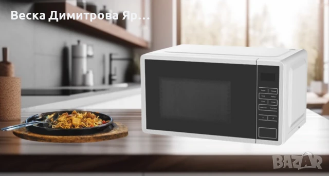 Микровълнова фурна, 700W, 20л., 5 степени на мощност, LED дисплей, Бял, снимка 2 - Микровълнови - 50608913