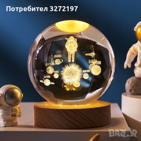 LED Светеща кристална топка/лампа,3D сензорна - Слънчева Система