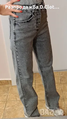 дънки широк крачол с висока талия , снимка 2 - Дънки - 47402418