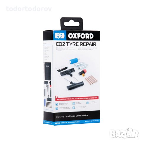 Комплект за лепене на гума OXFORD CO2 TYRE REPAIR KIT 1 OX720, снимка 2 - Аксесоари и консумативи - 43750747