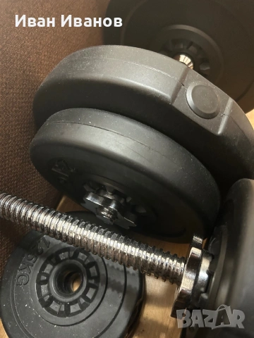 Дъмбели и щанга 65кг, снимка 8 - Фитнес уреди - 53399969