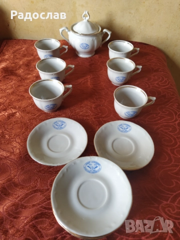 порцеланови чаши за кафе и захарница Изида с печат БДЖ, снимка 6 - Чаши - 51431505