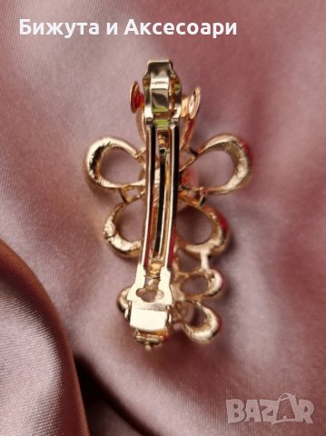 Красива метална шнола в златисто с перли и кристали и закопчаване с френски механизъм , снимка 6 - Аксесоари за коса - 39299982