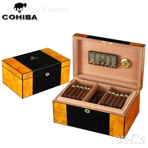 Cohiba кедров хумидор за 80-100 пури със хидрометър и овлажнител, снимка 2 - Други - 50978986