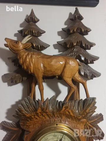 РЯДЪК НЕМСКИ ШВАРЦВАЛД БАРОМЕТЪР С ЕЛЕН, снимка 3 - Антикварни и старинни предмети - 49506990