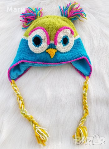 Детска зимна шапка Бухалче, снимка 4 - Шапки, шалове и ръкавици - 26999206