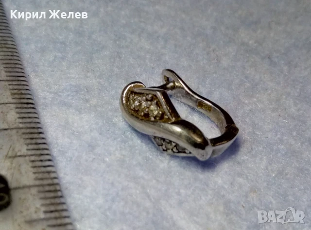 СКЪПОЦЕННА СРЕБЪРНА ОБЕЦА СРЕБРО 925 АНГЛИЯ с БЯЛА ПОЗЛАТА и ИСКРЯЩИ ЦИРКОНИ 50154