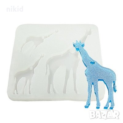 Жираф плосък силиконов молд форма декорация торта фондан шоколад смола ключодържател