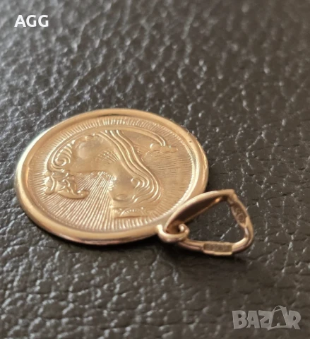 Красив златен медальон зодия Дева, снимка 2 - Колиета, медальони, синджири - 50589917