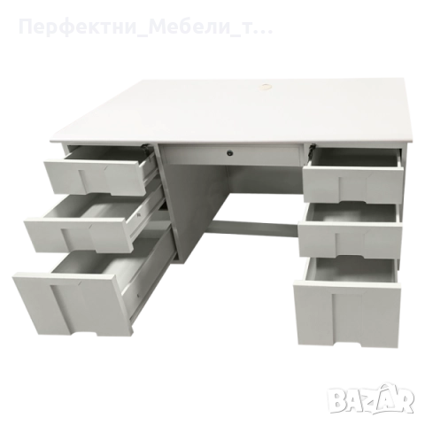Метално бюро работно с 7 чекмеджета и МДФ плот 140/60 см.
