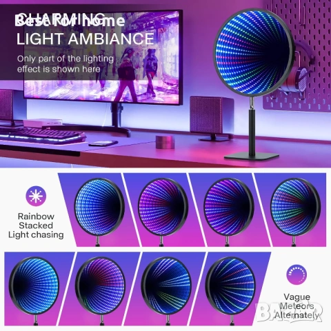 SENCU LED нощна лампа с огледало за безкрайност, снимка 6 - Други - 53316709