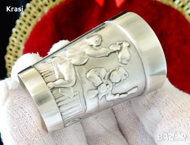 Чаши,шотове от калай с весели пияници, снимка 4 - Антикварни и старинни предмети - 49496014