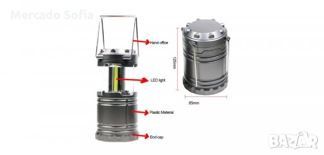 Сгъваемо фенерче с лед светлина, снимка 4 - Соларни лампи - 33317741