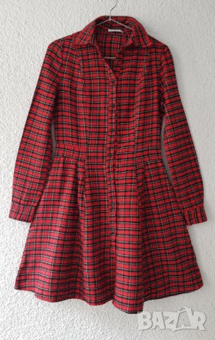 Дамска карирана рокля XS-S, снимка 6 - Рокли - 43282988