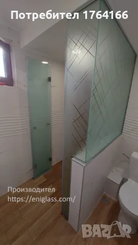 Стъклена стационарна душ кабина с химически матирани стъкла с шарка, снимка 4 - Душ кабини и вани - 48099840