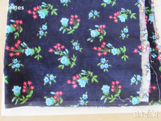 Плат кадифе-тъмно син с щампа 90/50 см, снимка 3 - Други - 33476935