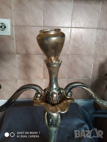посребрен метален свещник, снимка 3 - Антикварни и старинни предмети - 37123406
