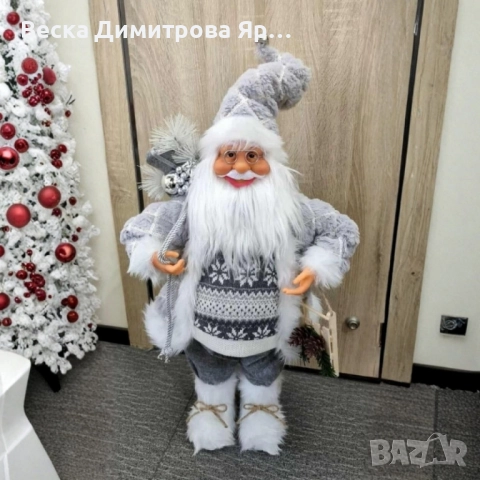 Декоративен Дядо Коледа в сиво – уют, топлина и празничен дух у дома (50 / 70 / 90 см)
