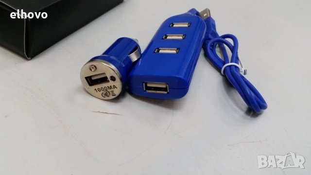 Хъб USB 4-ports+USB зарядно за кола, снимка 3 - Зарядни за кола - 26769878
