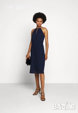Michael Kors с вградено златисто колие миди рокля - коктейлна / парти рокля - тъмно синя, снимка 2 - Рокли - 51270778