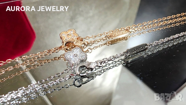 Van Cleef & Arpels VCA Gold Diamond Sweet Alhambra Clover Дамско Колие, снимка 16 - Колиета, медальони, синджири - 53243039