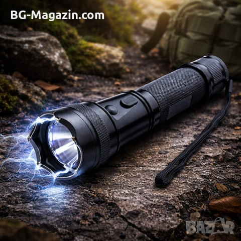 Мощен тактически електрошок кучегон за самоотбрана от кучета нападение хора LED фенер акумулаторен, снимка 10 - Екипировка - 53032357