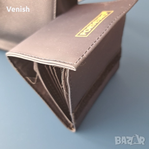 Синя кожена чанта и евро портмоне , снимка 5 - Чанти - 52175546