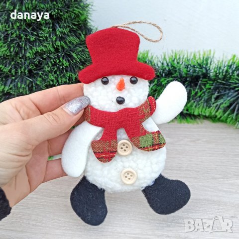 3392 Коледна фигура за окачване Снежко с червена шапка, 16 см, снимка 2 - Декорация за дома - 39158000