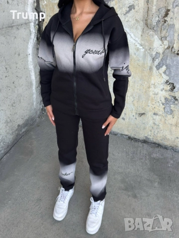 Красив ватиран спортен дамски комплект в черно, снимка 2 - Комплекти - 51810685