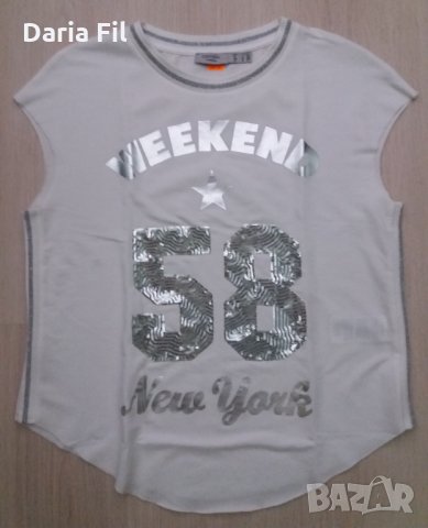 Бяла тениска без ръкав със сребристи пайети до 2ХЛ , снимка 1