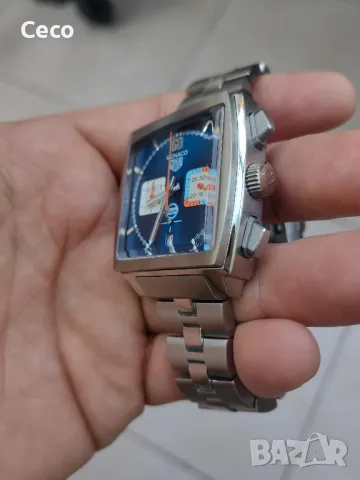 Часовник кварц хронограф Tag Heuer Monaco Steve McQueen , снимка 4 - Мъжки - 47918227