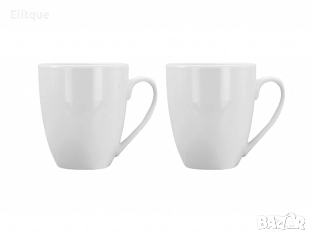 Комплект от 2 порцеланови чаши - Изчистено бяло или лимон върху бяло, снимка 4 - Чаши - 52657460