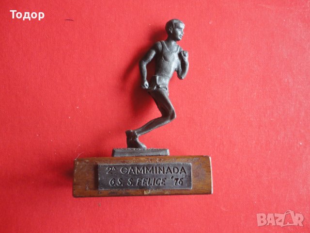 Стара Бронзова пластика фигура спортист, снимка 4 - Антикварни и старинни предмети - 42991086
