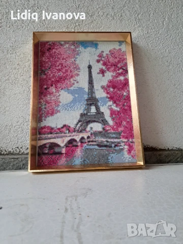 Диамантен гоблен Айфелова кула-готов и рамкиран