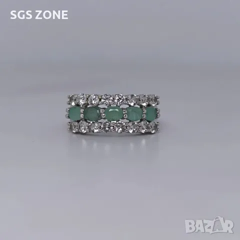 Пръстен със Сапфир, Рубин, Изумруд с Прозрачен Топаз, снимка 2 - Пръстени - 50254367