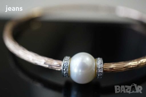 Стомана, сребро, перла с диаманти, снимка 6 - Гривни - 28071155